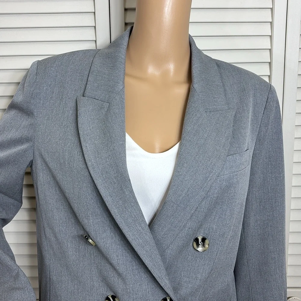 Favorite Daughter Double Breasted Relaxed Blazer Gray Small - Picture 4 of 15